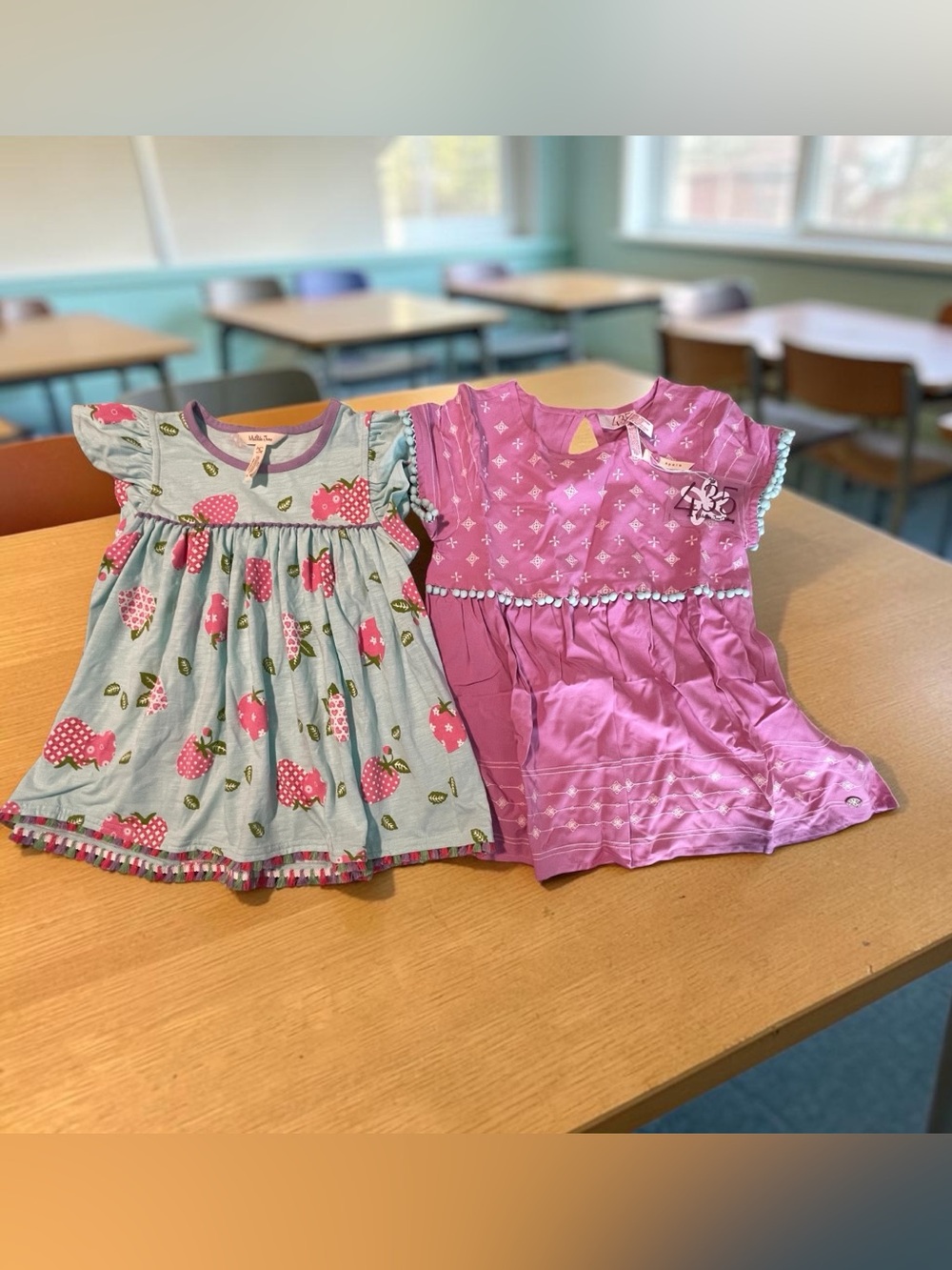 BUNDLE Matilda Jane Girls' USED/Pink Strawberry Print Top & NWT Solid Pink Top